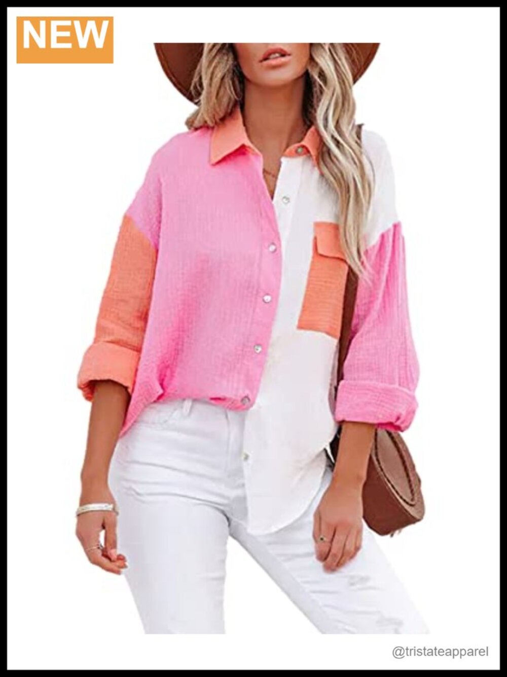 Women's Color Block Button Down Shirtdress Loose Long Sleeve Polyester